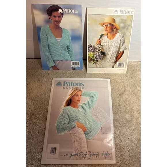 Patons Summer Fall Summer Sweater Knitting & Crochet Pattern Booklets Lot of 3 - Picture 2 of 14